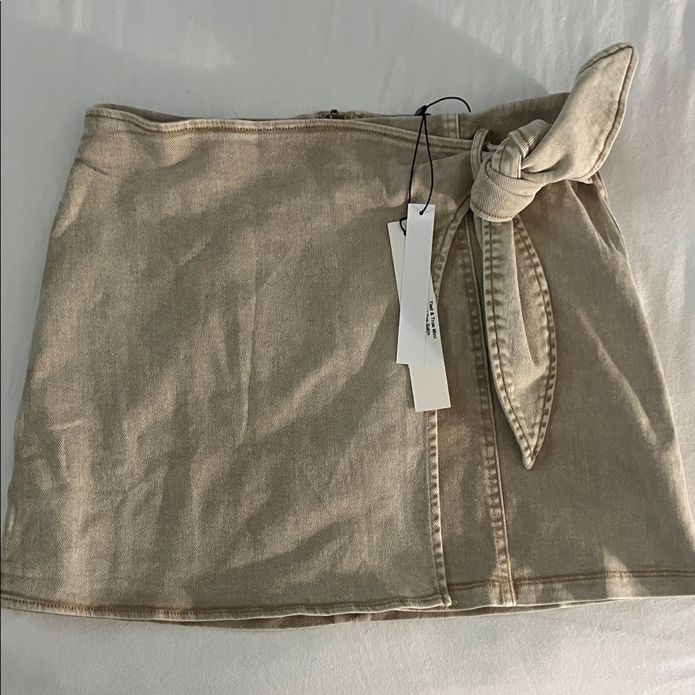 Mustard Seed Tan Mini Skirt with Bow Detail